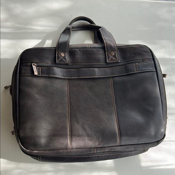 Kenneth Cole Reaction Men’s Brown Genuine Leather Laptop 16" Bag Messenger - Picture 6 of 14